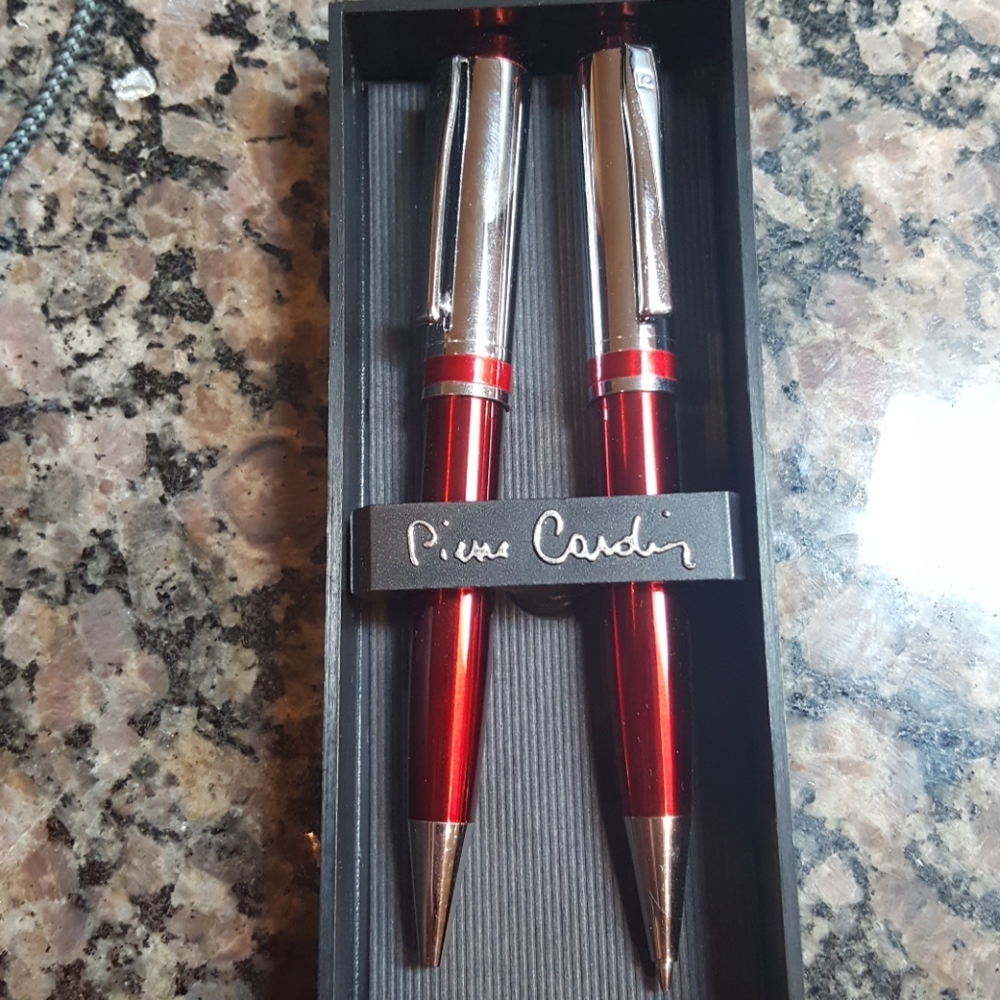 Pierre cardin bright red and silver pencil and pen